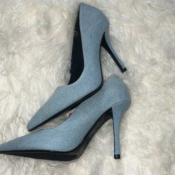 ZARA HIGH HEEL SHOES DENIM SZ 7.5 NEW - Picture 9 of 10
